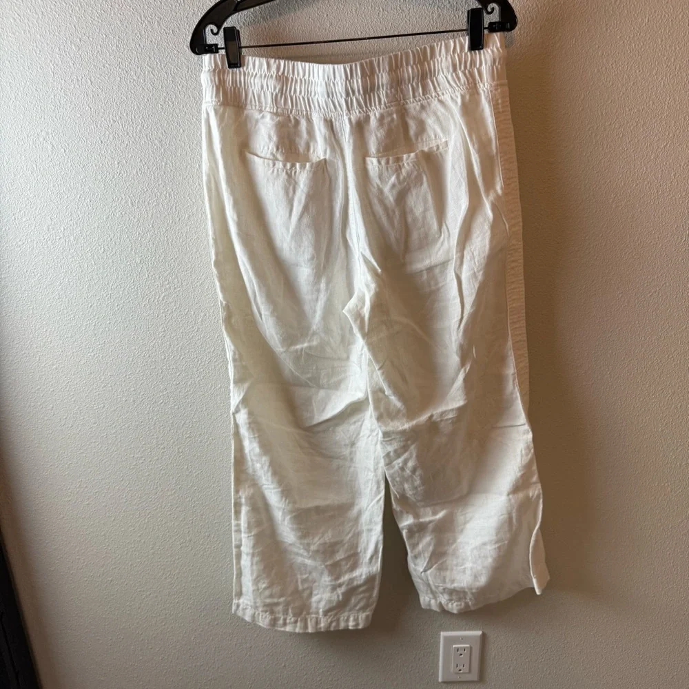 Athleta Cabo Linen Wide Leg Crop Pant White Casual Athleisure Active Women’s 6 - Picture 8 of 10
